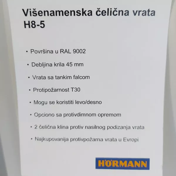 VIŠENAMENSKA ČELIČNA VRATA  H85 - Hormann Serbia - 1