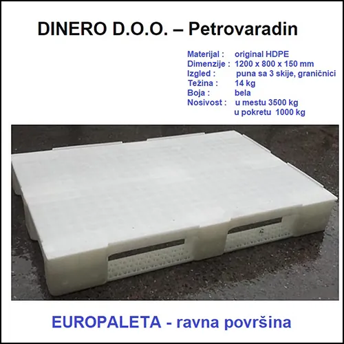PLASTIČNE PALETE  Europaleta 1200x800x150 mm - Dinero - 1