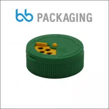 PLASTIČNI ZATVARAČI  OSZ38 začin zelenižuti sa četiri rupe bez Al folije B8OS028 - BB Packaging - 1