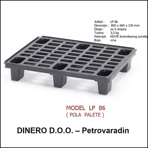 PLASTIČNA PALETA  LP 86  800x600x130 mm  za dve lodne - Dinero - 2
